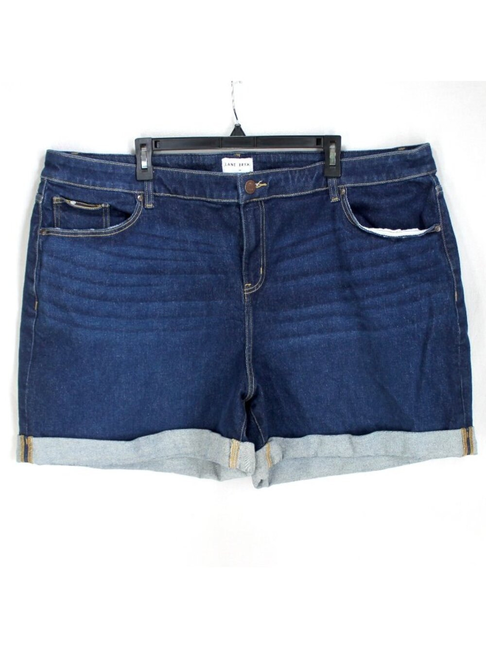 Lane Bryant Mid Rise Signature Midi Jean Shorts Womens Size 24 Dark Wash Cuffed